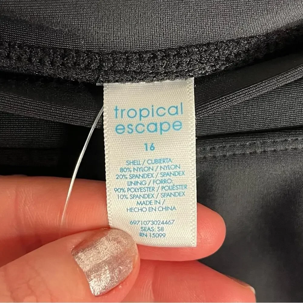 NWT TROPICAL ESCAPE |  Black Swim Skirt Bikini Bottom‎